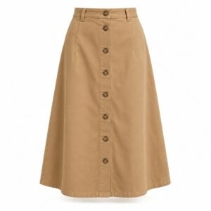 Women's Camel Button Front Midi Skirt