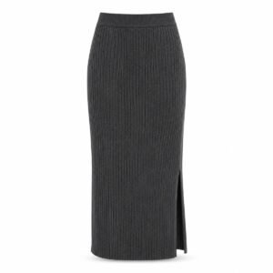 Women's Charcoal Ribbed Knit Midi Skirt