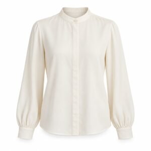 Women's Ecru Mandarin Collar Blouse