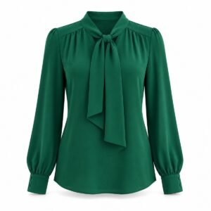 Women's Emerald Tie Neck Blouse