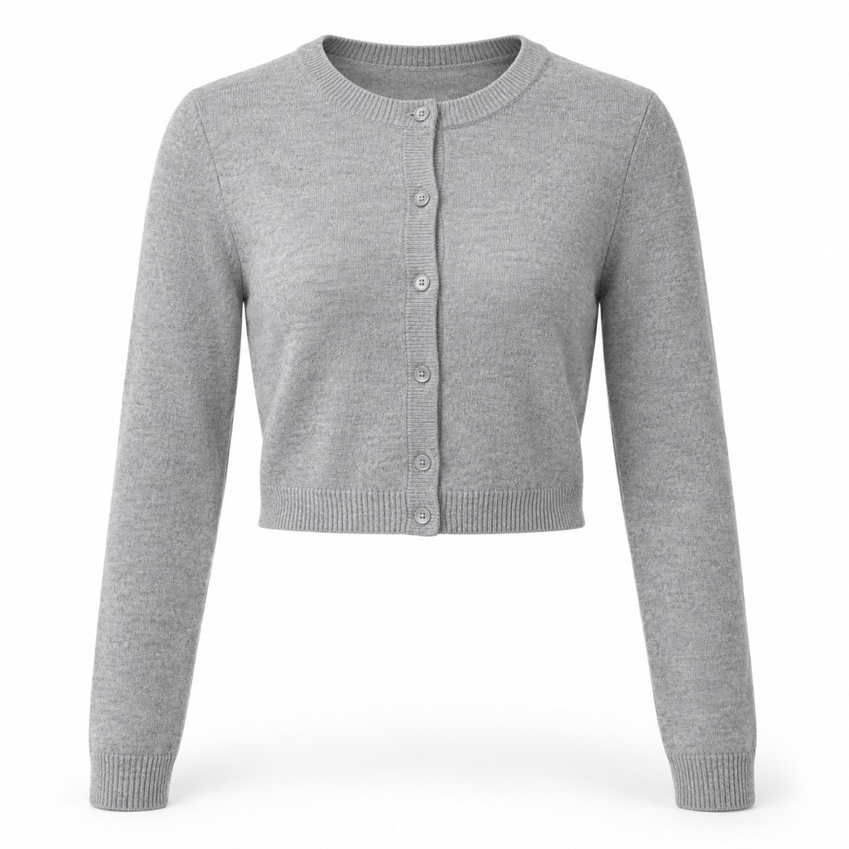 Women's Heather Grey Cropped Cardigan