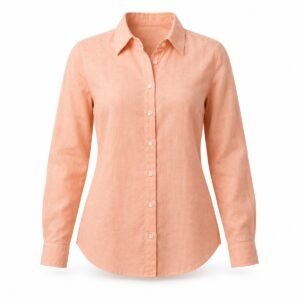 Women's Peach Linen Blend Button Shirt