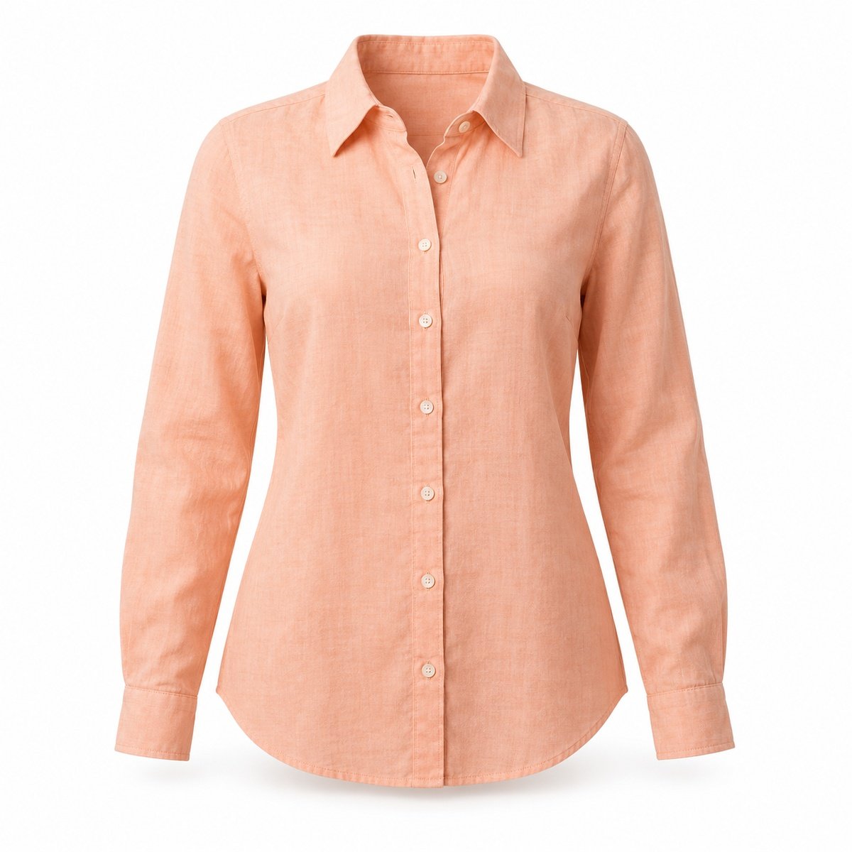 Women's Peach Linen Blend Button Shirt
